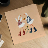 Ducks in the Pumpkin Patch V by Yvette St. Amant. Shown as a detailed flat fine art print, highlighting archival giclee quality. Available as an archival giclee rolled canvas, fine art paper, or poster print. SKU 97328a.