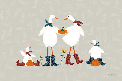 Ducks in the Pumpkin Patch VI by Yvette St. Amant. SKU 97329i. Archival Giclee Fine art print for wall decor.
