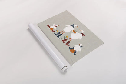 Ducks in the Pumpkin Patch VI by Yvette St. Amant. shown as a rolled paper print. Available as archival giclee rolled canvas, fine art paper, or poster print. SKU 97329i.