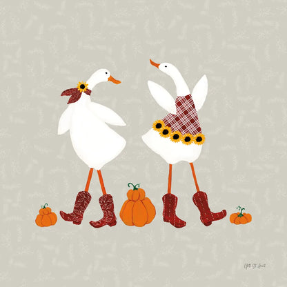 Ducks in the Pumpkin Patch VII by Yvette St. Amant. SKU 97330a. Archival Giclee Fine art print for wall decor.