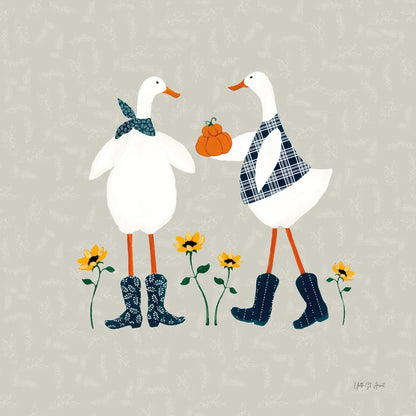 Ducks in the Pumpkin Patch VIII by Yvette St. Amant. SKU 97331a. Archival Giclee Fine art print for wall decor.