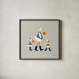 Ducks in the Pumpkin Patch X by Yvette St. Amant. Shown in a sleek black glass frame for a contemporary gallery look. Available as an archival giclee rolled canvas, fine art paper, or poster print. SKU 97333a.
