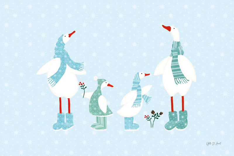 Ducks in the Snow I by Yvette St. Amant. SKU 97314i. Archival Giclee Fine art print for wall decor.
