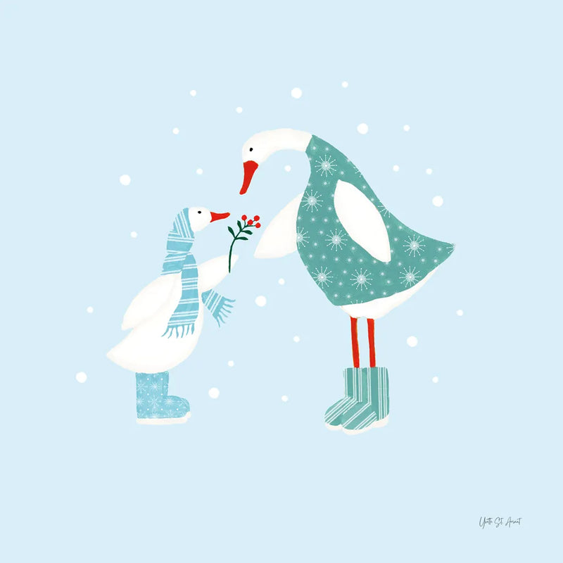 Ducks in the Snow II by Yvette St. Amant. SKU 97315a. Archival Giclee Fine art print for wall decor.