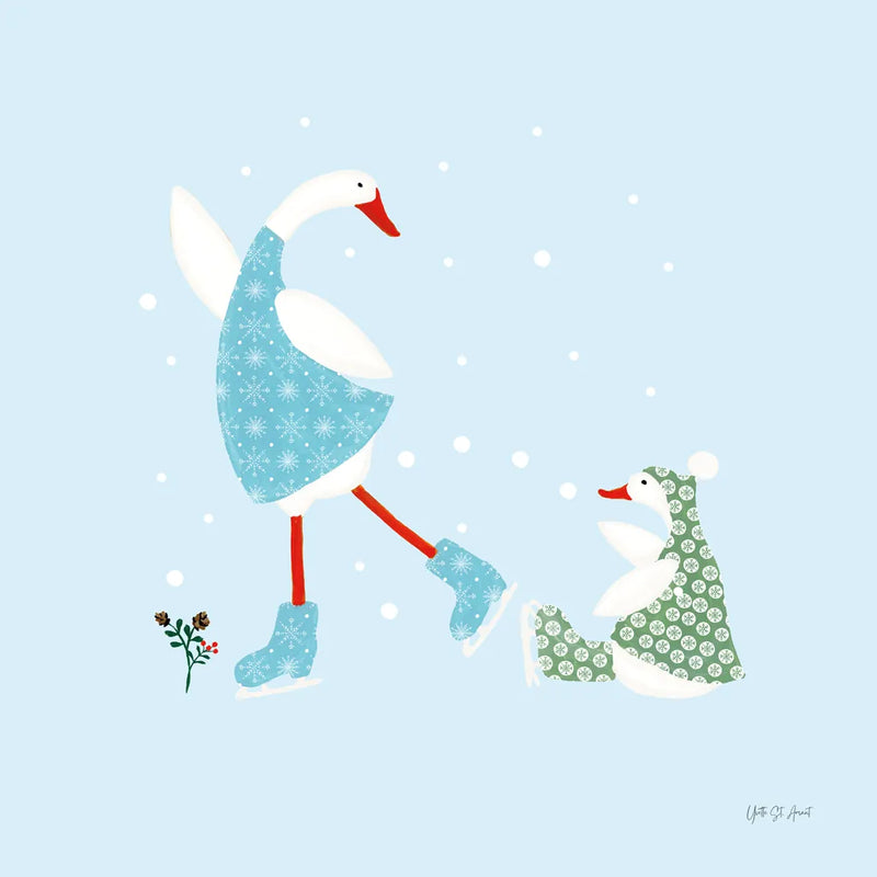 Ducks in the Snow III by Yvette St. Amant. SKU 97316a. Archival Giclee Fine art print for wall decor.