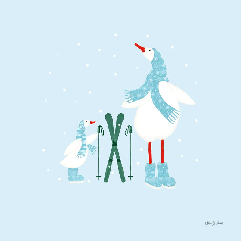 Ducks in the Snow IV by Yvette St. Amant. SKU 97317a. Archival Giclee Fine art print for wall decor.