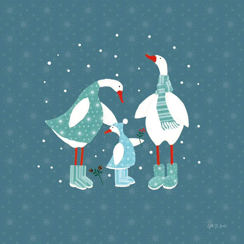 Ducks in the Snow IX by Yvette St. Amant. SKU 97322a. Archival Giclee Fine art print for wall decor.