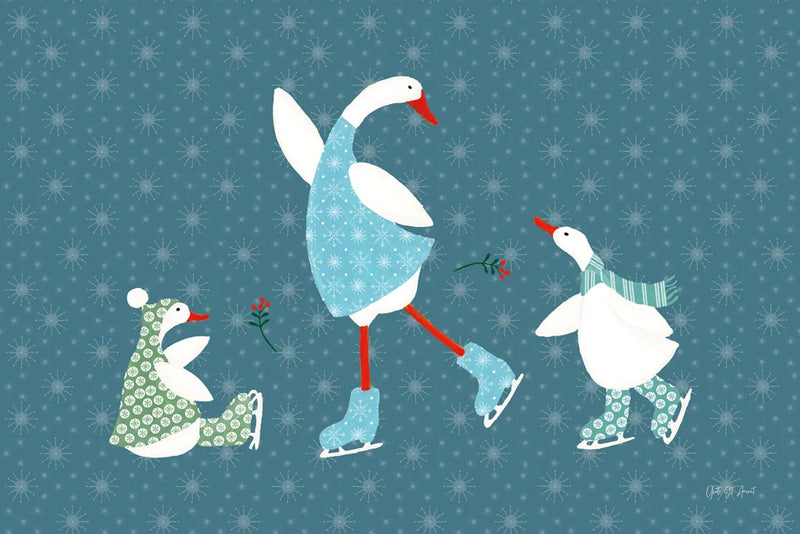 Ducks in the Snow VI by Yvette St. Amant. SKU 97319i. Archival Giclee Fine art print for wall decor.