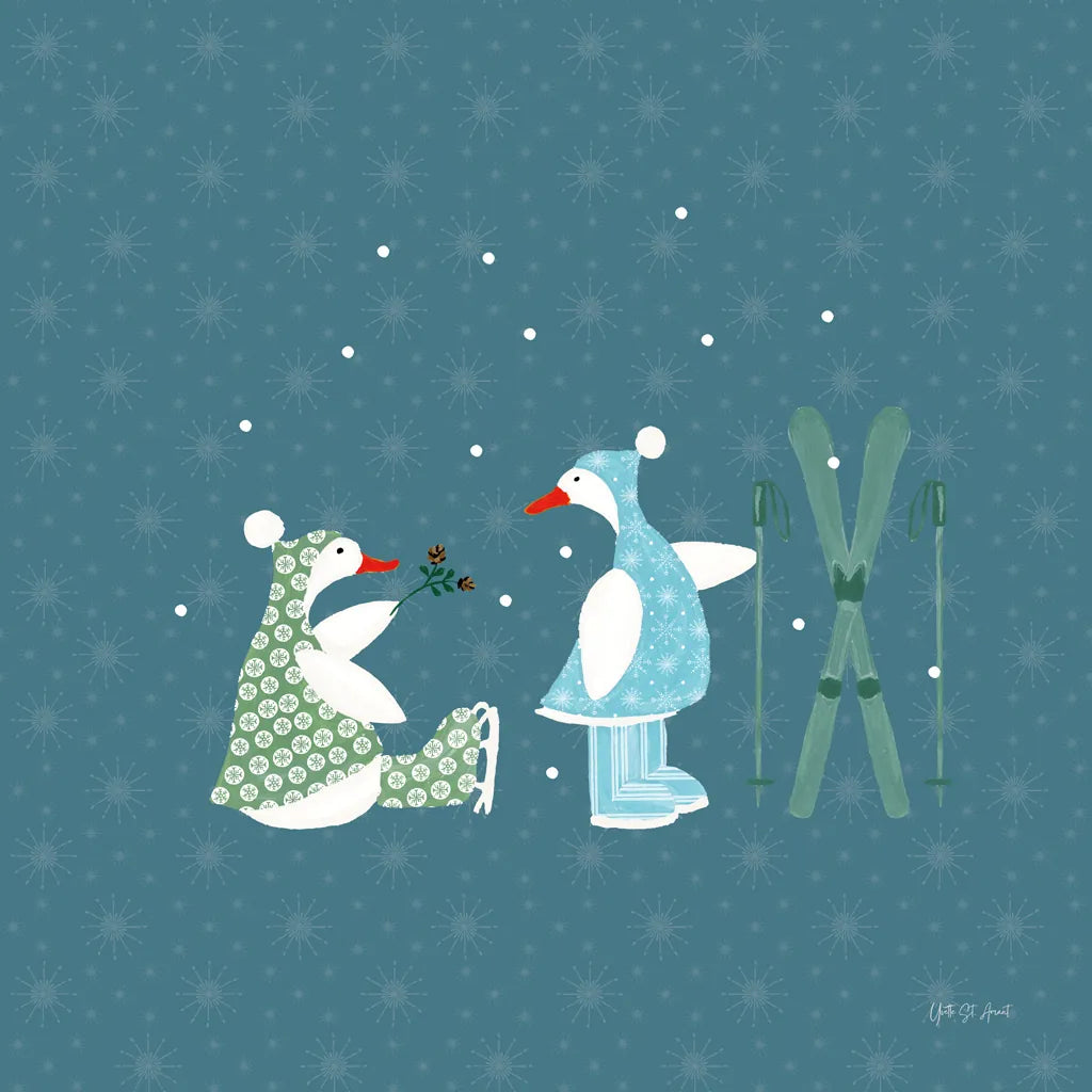 Ducks in the Snow VII by Yvette St. Amant. SKU 97320a. Archival Giclee Fine art print for wall decor.