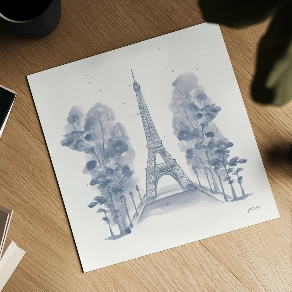 Eiffel Tower by Yvette St. Amant. Shown as a detailed flat fine art print, highlighting archival giclee quality. Available as an archival giclee rolled canvas, fine art paper, or poster print. SKU 91413a.