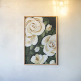 Enchanted Florals I by Yvette St. Amant. shown as a paper print in a natural frame. Available as a archival giclee rolled canvas, fine art paper, or poster print. SKU 88737h.
