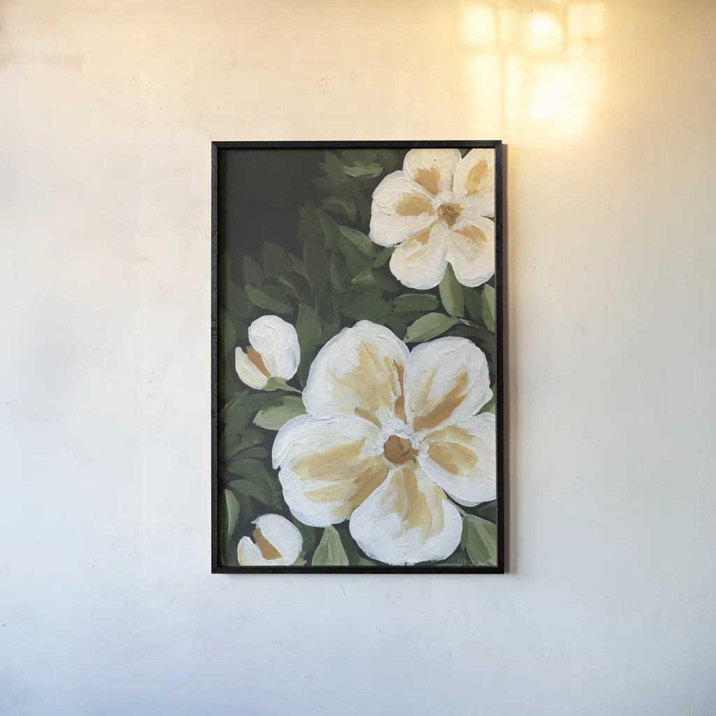 Enchanted Florals II by Yvette St. Amant. shown as a paper print in a black flame. Available as a archival giclee rolled canvas, fine art paper, or poster print. SKU 88738h.