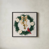 Evergreen Christmas V by Yvette St. Amant. Shown in a sleek black glass frame for a contemporary gallery look. Available as an archival giclee rolled canvas, fine art paper, or poster print. SKU 96559a.