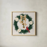 Evergreen Christmas V by Yvette St. Amant. Shown in a natural wood glass frame for a timeless modern aesthetic. Available as an archival giclee rolled canvas, fine art paper, or poster print. SKU 96559a.