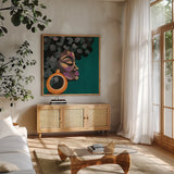 Fabulous and Glamorous II by Yvette St. Amant. Shown in a natural wood frame in a cozy modern living room. Available as an archival giclee rolled canvas, fine art paper, or poster print. SKU 96178a.