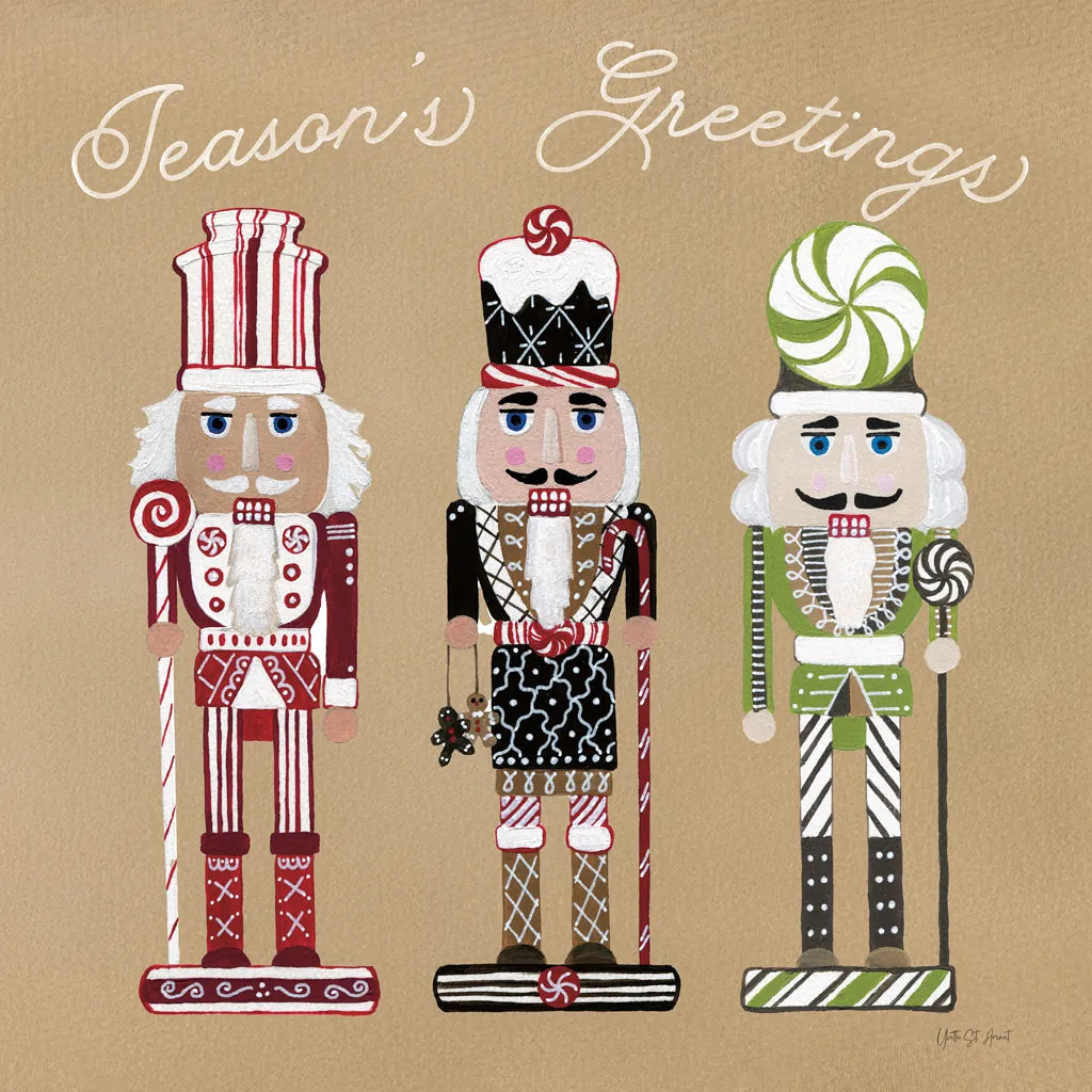 Festive Nutcrackers I by Yvette St. Amant. SKU 89869a. Archival Giclee Fine art print for wall decor.