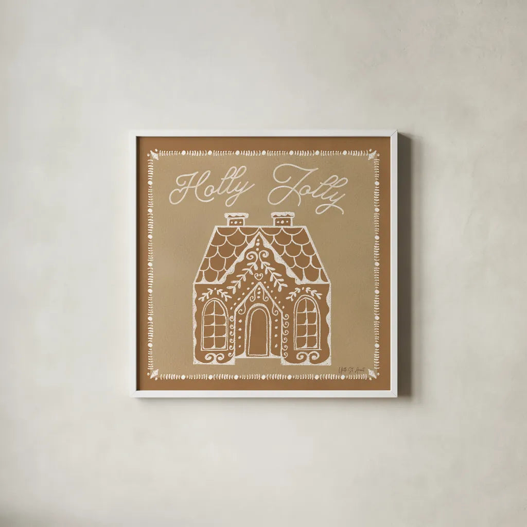 Festive Nutcrackers V by Yvette St. Amant. Shown in a crisp white glass frame for a clean and minimalist style. Available as an archival giclee rolled canvas, fine art paper, or poster print. SKU 89873a.