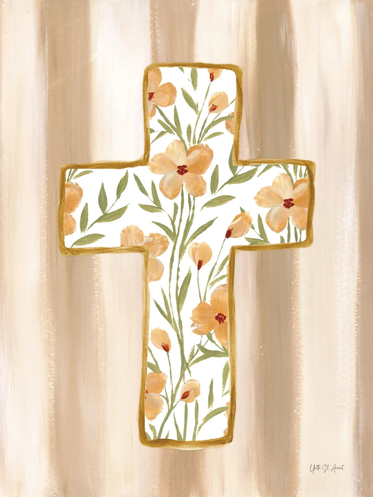 Floral Cross I by Yvette St. Amant