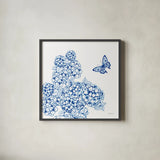 Flutter with Charm III by Yvette St. Amant. Shown in a sleek black glass frame for a contemporary gallery look. Available as an archival giclee rolled canvas, fine art paper, or poster print. SKU 99016a.