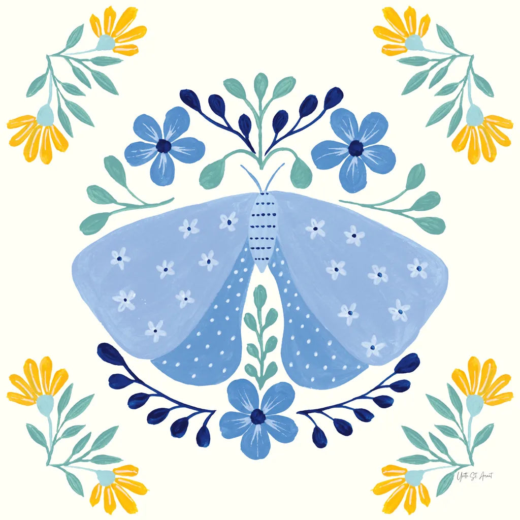 Folk Butterfly I by Yvette St. Amant. SKU 91258a. Archival Giclee Fine art print for wall decor.