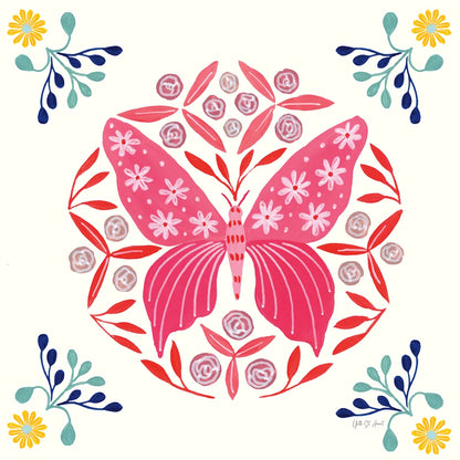 Folk Butterfly II by Yvette St. Amant. SKU 91259a. Archival Giclee Fine art print for wall decor.