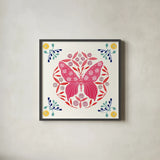 Folk Butterfly II by Yvette St. Amant. Shown in a sleek black glass frame for a contemporary gallery look. Available as an archival giclee rolled canvas, fine art paper, or poster print. SKU 91259a.