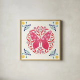 Folk Butterfly II by Yvette St. Amant. Shown in a natural wood glass frame for a timeless modern aesthetic. Available as an archival giclee rolled canvas, fine art paper, or poster print. SKU 91259a.