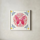 Folk Butterfly II by Yvette St. Amant. Shown in a crisp white glass frame for a clean and minimalist style. Available as an archival giclee rolled canvas, fine art paper, or poster print. SKU 91259a.
