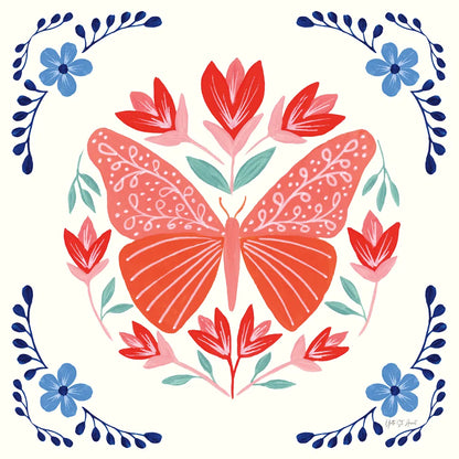 Folk Butterfly III by Yvette St. Amant. SKU 91260a. Archival Giclee Fine art print for wall decor.