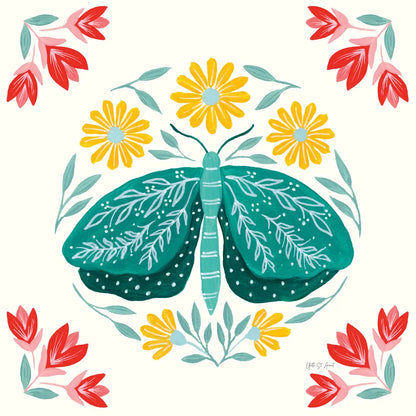 Folk Butterfly IV by Yvette St. Amant. SKU 91261a. Archival Giclee Fine art print for wall decor.