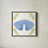 Folk Butterfly V by Yvette St. Amant. Shown in a sleek black glass frame for a contemporary gallery look. Available as an archival giclee rolled canvas, fine art paper, or poster print. SKU 92335a.