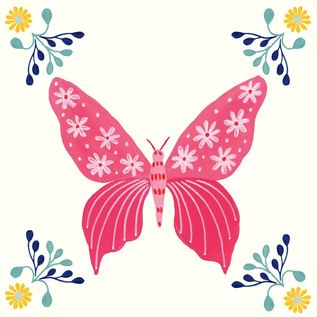 Folk Butterfly VI by Yvette St. Amant. SKU 92336a. Archival Giclee Fine art print for wall decor.