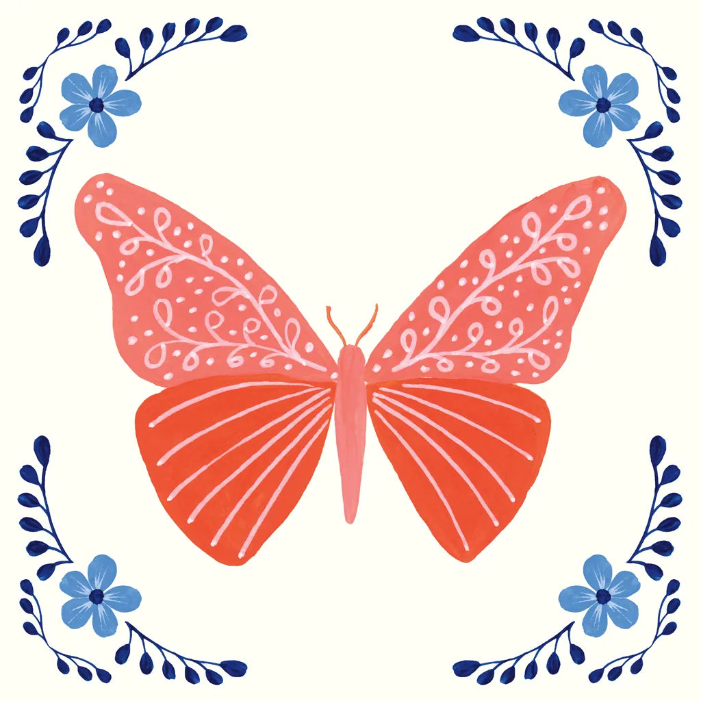 Folk Butterfly VII by Yvette St. Amant. SKU 92337a. Archival Giclee Fine art print for wall decor.