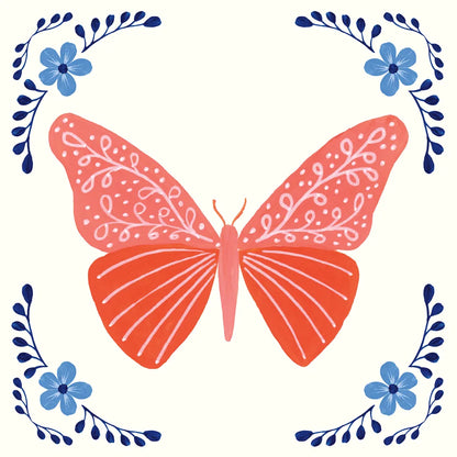 Folk Butterfly VII by Yvette St. Amant. SKU 92337a. Archival Giclee Fine art print for wall decor.