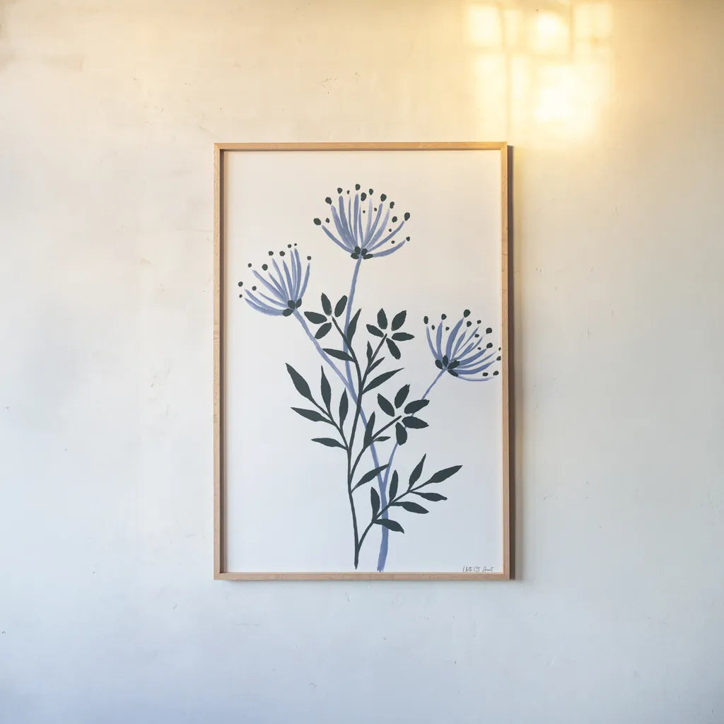 French Country Botanicals II by Yvette St. Amant. shown as a paper print in a natural frame. Available as a archival giclee rolled canvas, fine art paper, or poster print. SKU 93604h.