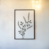 French Country Botanicals Neutral I by Yvette St. Amant. shown as a paper print in a black flame. Available as a archival giclee rolled canvas, fine art paper, or poster print. SKU 93717h.