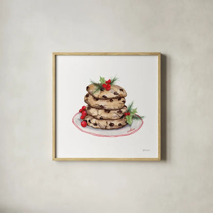 Frosted Traditions I by Yvette St. Amant. Shown in a natural wood glass frame for a timeless modern aesthetic. Available as an archival giclee rolled canvas, fine art paper, or poster print. SKU 101603a.