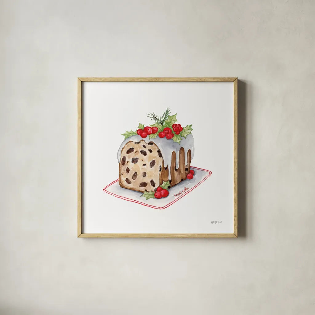 Frosted Traditions II by Yvette St. Amant. Shown in a natural wood glass frame for a timeless modern aesthetic. Available as an archival giclee rolled canvas, fine art paper, or poster print. SKU 101604a.