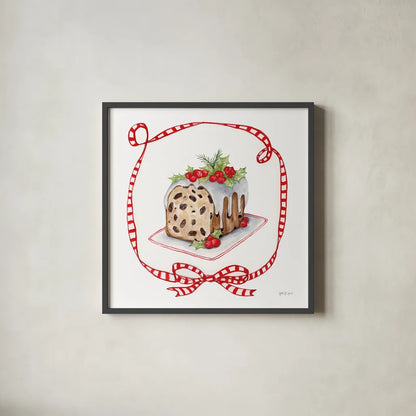 Frosted Traditions II Framed by Yvette St. Amant. Shown in a sleek black glass frame for a contemporary gallery look. Available as an archival giclee rolled canvas, fine art paper, or poster print. SKU 101610a.