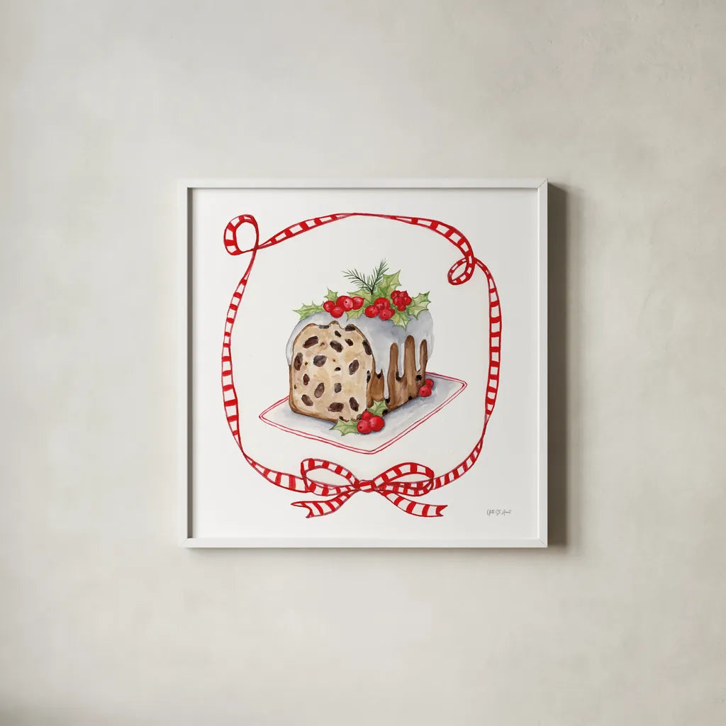 Frosted Traditions II Framed by Yvette St. Amant. Shown in a crisp white glass frame for a clean and minimalist style. Available as an archival giclee rolled canvas, fine art paper, or poster print. SKU 101610a.