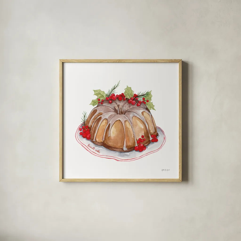 Frosted Traditions III by Yvette St. Amant. Shown in a natural wood glass frame for a timeless modern aesthetic. Available as an archival giclee rolled canvas, fine art paper, or poster print. SKU 101605a.