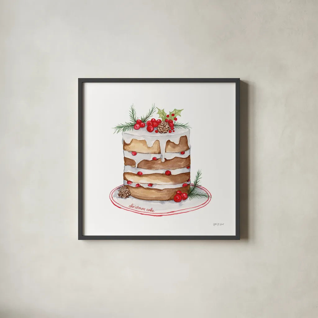 Frosted Traditions IV by Yvette St. Amant. Shown in a sleek black glass frame for a contemporary gallery look. Available as an archival giclee rolled canvas, fine art paper, or poster print. SKU 101606a.