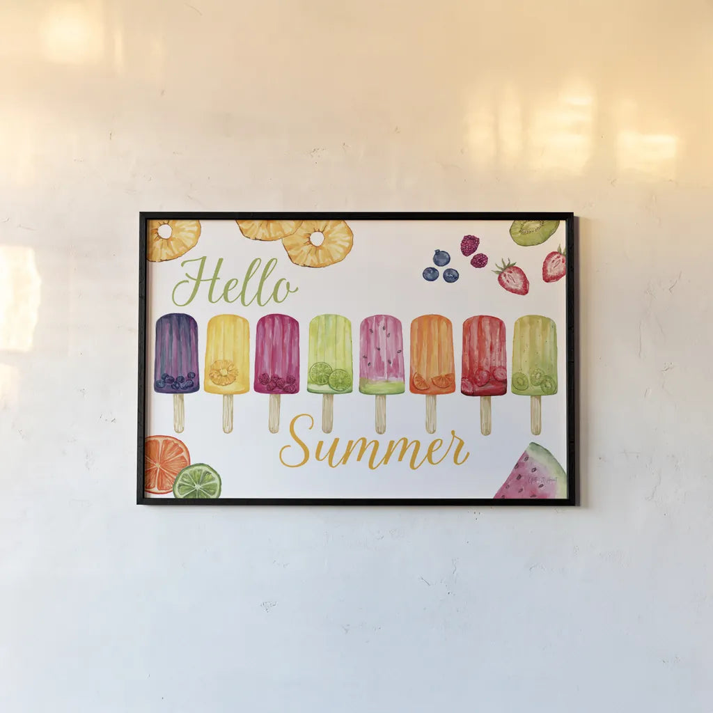 Fruity Popsicles I by Yvette St. Amant. shown as a paper print in a black flame. Available as a archival giclee rolled canvas, fine art paper, or poster print. SKU 93508i.