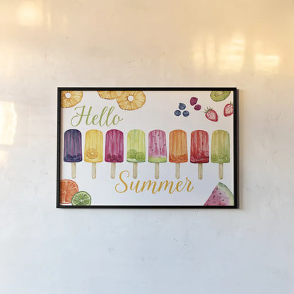 Fruity Popsicles I by Yvette St. Amant. shown as a paper print in a black flame. Available as a archival giclee rolled canvas, fine art paper, or poster print. SKU 93508i.