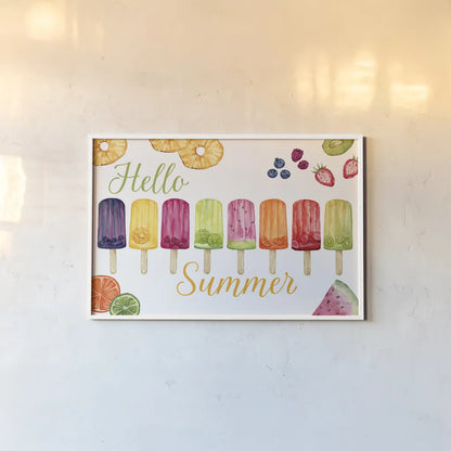 Fruity Popsicles I by Yvette St. Amant. shown as a paper print in a white frame. Available as a archival giclee rolled canvas, fine art paper, or poster print. SKU 93508i.
