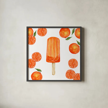 Fruity Popsicles III by Yvette St. Amant. Shown in a sleek black glass frame for a contemporary gallery look. Available as an archival giclee rolled canvas, fine art paper, or poster print. SKU 93510a.
