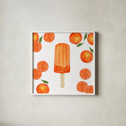 Fruity Popsicles III by Yvette St. Amant. Shown in a crisp white glass frame for a clean and minimalist style. Available as an archival giclee rolled canvas, fine art paper, or poster print. SKU 93510a.