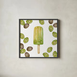 Fruity Popsicles IV by Yvette St. Amant. Shown in a sleek black glass frame for a contemporary gallery look. Available as an archival giclee rolled canvas, fine art paper, or poster print. SKU 93511a.