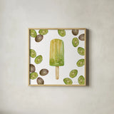 Fruity Popsicles IV by Yvette St. Amant. Shown in a natural wood glass frame for a timeless modern aesthetic. Available as an archival giclee rolled canvas, fine art paper, or poster print. SKU 93511a.