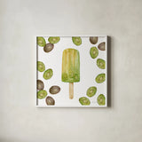 Fruity Popsicles IV by Yvette St. Amant. Shown in a crisp white glass frame for a clean and minimalist style. Available as an archival giclee rolled canvas, fine art paper, or poster print. SKU 93511a.